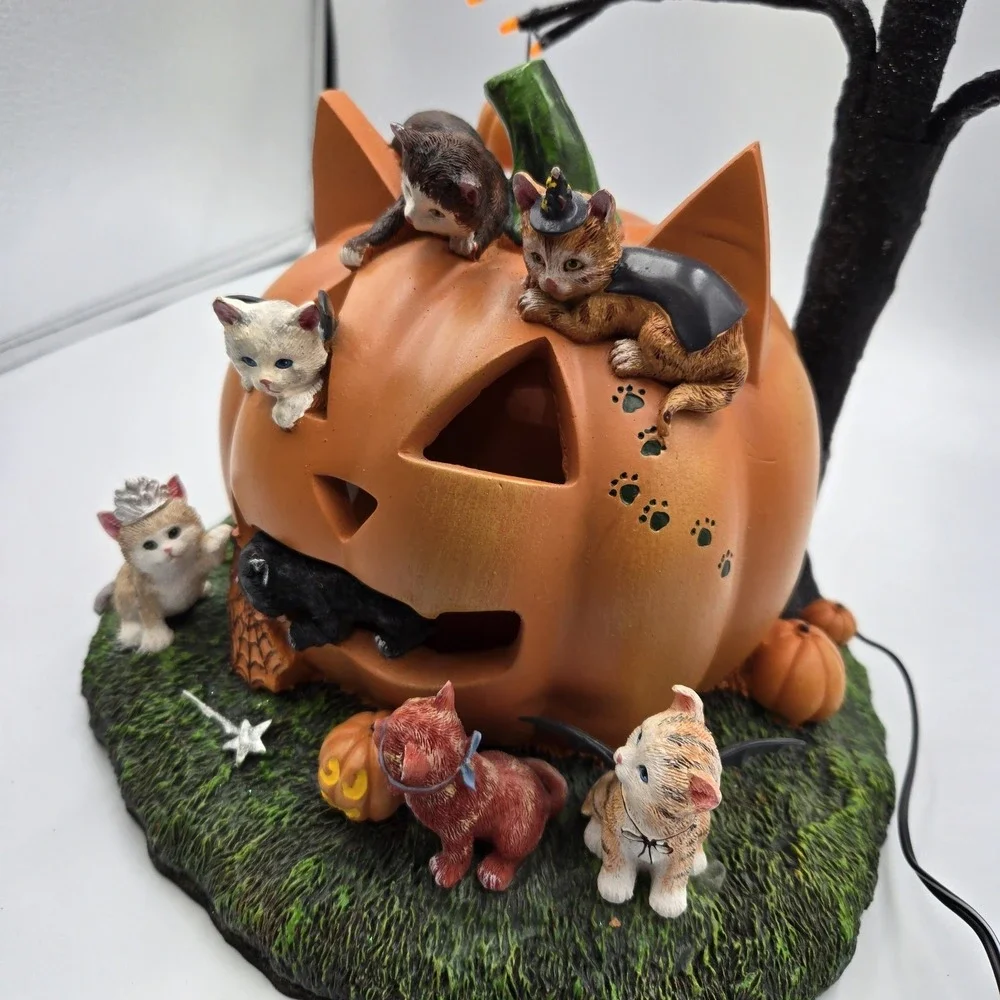 Bradford Exchange Purr-Fectly Mischievous‎ Halloween Tree Cat Kittens Lighted